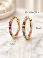 Pendientes de aro con gemas arcoíris hechos a mano | Plata de ley, chapado en oro de 18k, sin níquel | Artesanía española, serie limitada