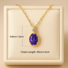 “Close-up of oval amethyst pendant with delicate white quartz accent”