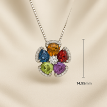 “Vibrant gemstone flower necklace crafted in 925 sterling silver”