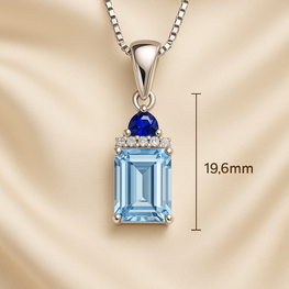 Handmade Aquamarine and Sapphire Pendant Necklace – Exclusive Sterling Silver Design by Curación Holística