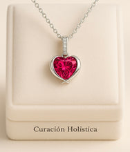 	Small Ruby Heart Necklace in Sterling Silver Fufu Style Close-Up