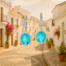 ✨ Paraíba Tourmaline & White Quartz Drop Earrings – Handmade Statement Jewelry in 925 Sterling Silver ✨ - Curacíon Holística
