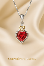 	Handmade Ruby Rose Heart Necklace in Sterling Silver