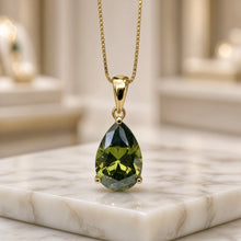 Elegant Peridot (Olivine) Teardrop Necklace – Sterling Silver 18K Gold Plated | Hypoallergenic Statement Piece | Limited Spanish Craftsmanship