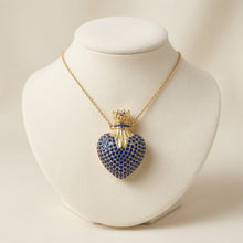 Exclusive Handmade Blue Topaz Heart Statement Necklace | 18K Gold Plated Sterling Silver | Nickel-Free | Spanish Craftsmanship by Curación Holistica – Limited Edition