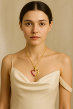 Handmade Ruby Rose Heart Necklace – 18K Gold-Plated Sterling Silver – Exclusive Design by Curación Holística - Curacíon Holística