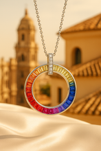 Bohemian chic necklace with multicolored baguette gemstones in sterling silver”