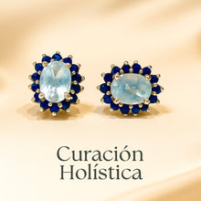Natural Aquamarine and Blue Sapphire Stud Earrings in Sterling Silver | Handmade Statement Jewelry | 925 Silver | Curación Holística - Curacíon Holística