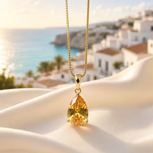 Collar Exclusivo Hecho a Mano con Citrino en Forma de Lágrima – Plata de Ley Bañada en Oro de 18K (Sin Níquel) Colgante Llamativo | Edición Limitada por Curación Holística