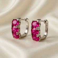 Handmade Ruby Rose Hoop Earrings Sterling Silver 925 | Statement Ruby Earrings Spanish Craftsmanship Curación Holística