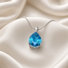 Exquisite Handmade Teardrop Blue Topaz Statement Necklace | 20×8mm Pear Sterling Silver, Hypoallergenic | Limited Edition Spanish Craftsmanship