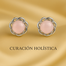 “Soft pink rose quartz gemstone earrings symbolizing love and healing energy.”