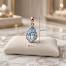 Collar exclusivo con lágrima de aguamarina | Plata de ley 925 bañada en oro rosa sin níquel | Joyería artesanal española de edición limitada por Curación Holística