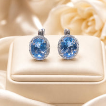 Exclusive Handmade Blue Topaz Earrings 8x10mm – Sterling Silver 925 – Luxury Statement Jewelry for Women