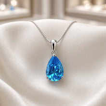Exquisite Handmade Teardrop Blue Topaz Statement Necklace | 20×8mm Pear Sterling Silver, Hypoallergenic | Limited Edition Spanish Craftsmanship