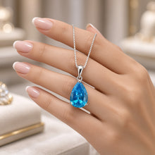 Exquisite Handmade Teardrop Blue Topaz Statement Necklace | 20×8mm Pear Sterling Silver, Hypoallergenic | Limited Edition Spanish Craftsmanship