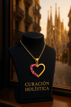 Handmade Ruby Rose Heart Necklace – 18K Gold-Plated Sterling Silver – Exclusive Design by Curación Holística - Curacíon Holística