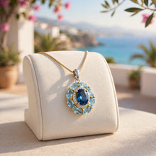 Exquisite Limited Edition Handmade Natural Aquamarine & London Blue Topaz Statement Necklace | Sterling Silver with Gold Accents | Hypoallergenic Spanish Craftsmanship