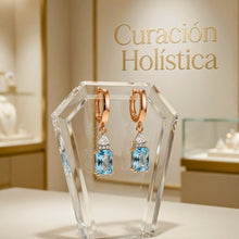 Curacion Holistica Natural Aquamarine Drop Earrings Rose Gold Plated Sterling Silver Handmade Luxury Hoops 7x5mm Gem