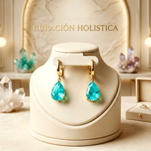 Pendientes de gota de turmalina Paraiba exclusivos de edición limitada • Plata de ley bañada en oro de 18K • Artesanía española hecha a mano por Curación Holística