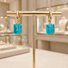 Handmade Paraiba Tourmaline Statement Earrings | Sterling Silver 18K Gold Plated Hypoallergenic | Spanish Artisan Limited Edition