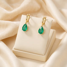 Exquisite Limited Edition Nano Emerald Teardrop Earrings – Handmade Spanish Statement Jewelry in 18K Gold Plated Nickel-Free Sterling Silver by Curación Holística