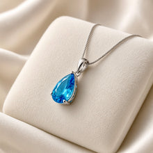 Exquisite Handmade Teardrop Blue Topaz Statement Necklace | 20×8mm Pear Sterling Silver, Hypoallergenic | Limited Edition Spanish Craftsmanship