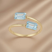 Celestial Calm: Natural Aquamarine Adjustable Ring in Gold-Plated Sterling Silver – Handmade Statement of Elegance & Healing” - Curacíon Holística