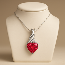 Handmade sterling silver and ruby necklace in bohemian style