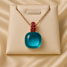 Artisan ruby-accented pendant necklace in sterling silver with bronze finish