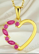 Romantic Handmade Ruby Rose Necklace in Gold Setting