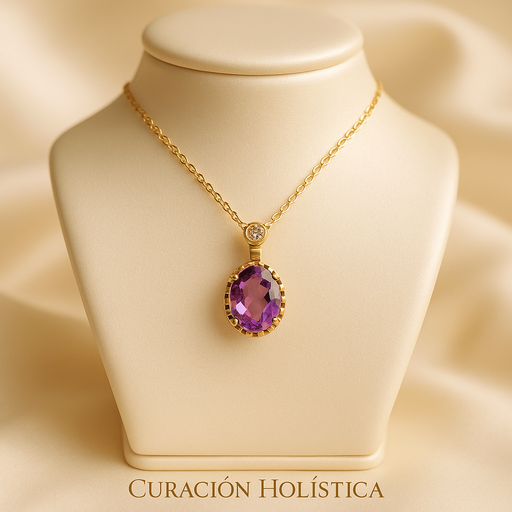 	Handmade boho-style gemstone pendant in gold-plated silver