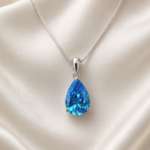 Exquisite Handmade Teardrop Blue Topaz Statement Necklace | 20×8mm Pear Sterling Silver, Hypoallergenic | Limited Edition Spanish Craftsmanship