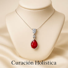 Handmade boho ruby statement necklace with white quartz accents