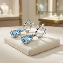 Aquamarine Teardrop Earrings – Sterling Silver | Boho Elegance Handmade in Spain