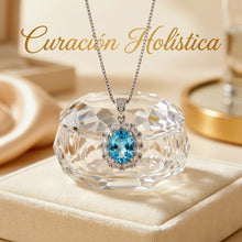 Exclusive Blue Topaz & White Quartz Sterling Silver Necklace | Handmade Limited Edition Statement Pendant by Curación Holistica | Spanish Craftsmanship 925 Silver Jewelry