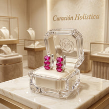 Handmade Ruby Rose Hoop Earrings Sterling Silver 925 | Statement Ruby Earrings Spanish Craftsmanship Curación Holística