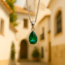 Handmade boho chic emerald necklace perfect for gifting.