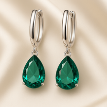 Boho Elegance: Nano Emerald Teardrop Earrings in Sterling Silver – Statement Jewelry with Soul - Curacíon Holística