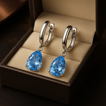 Aquamarine Teardrop Earrings – Sterling Silver | Boho Elegance Handmade in Spain - curacionholistica