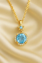 Elegant Aquamarine Sterling Silver Necklace | Gold-Plated Handmade Boho Jewelry | Healing Energy | Curación Holística - curacionholistica