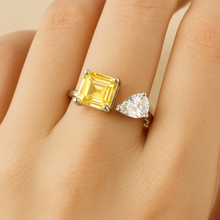 Adjustable Citrine and White Quartz Statement Ring in Sterling Silver – Handmade Exclusivity by Curación Holística - Curacíon Holística