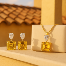 Statement citrine pendant with pear-shaped white quartz detail