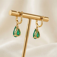 Exquisite Limited Edition Nano Emerald Teardrop Earrings – Handmade Spanish Statement Jewelry in 18K Gold Plated Nickel-Free Sterling Silver by Curación Holística