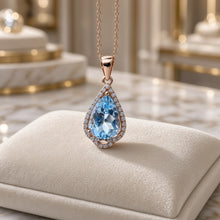 Collar exclusivo con lágrima de aguamarina | Plata de ley 925 bañada en oro rosa sin níquel | Joyería artesanal española de edición limitada por Curación Holística