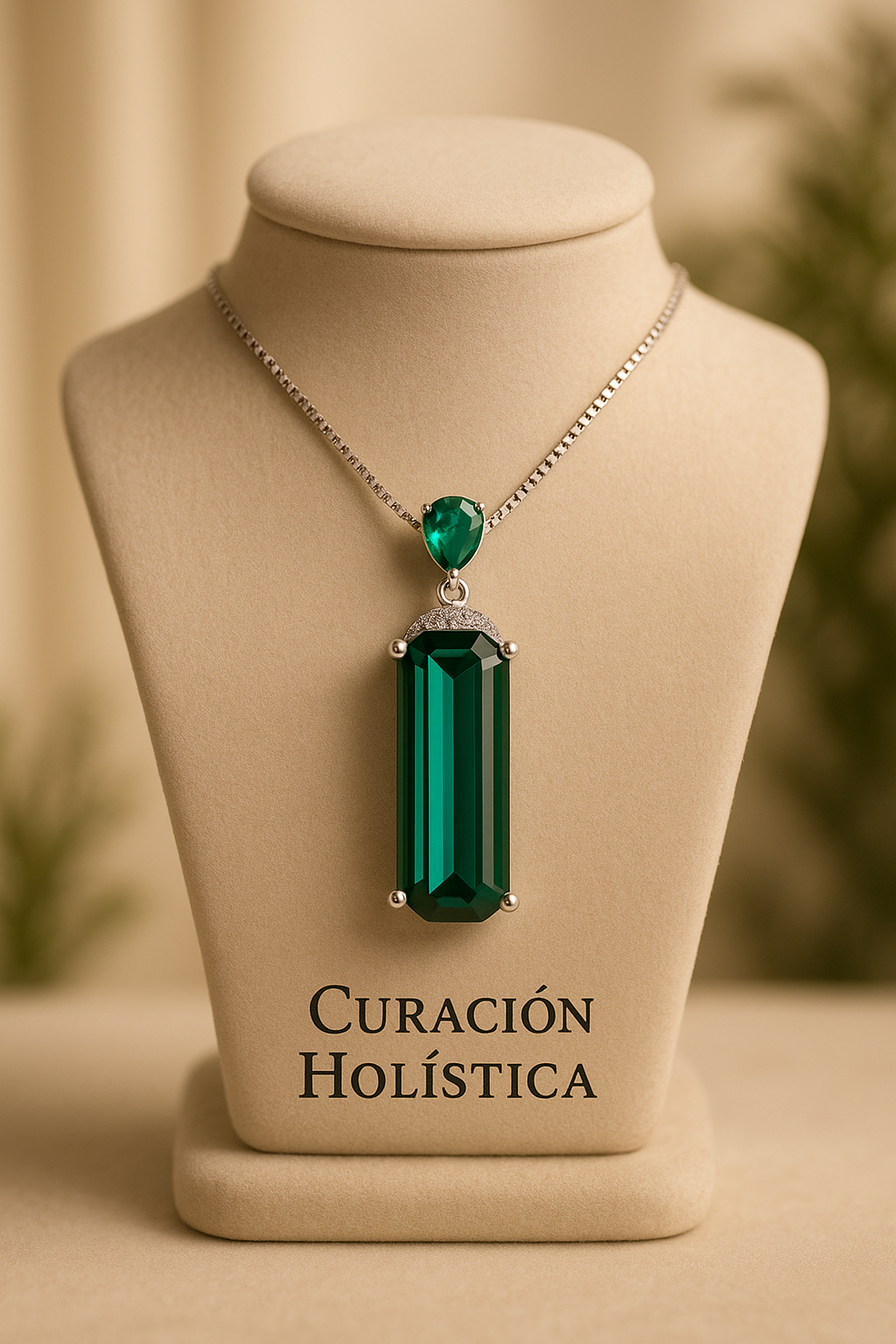 Emerald Radiance Statement Necklace in Sterling Silver — Inner Power, Outer Elegance - curacionholistica