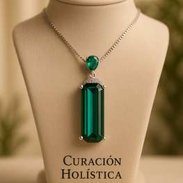 Emerald Radiance Statement Necklace in Sterling Silver — Inner Power, Outer Elegance - curacionholistica