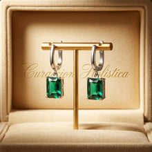 Luxury Nano Emerald Drop Earrings 925 Sterling Silver | Handmade Green Gemstone Dangle Earrings | Boho Elegant Jewelry Gift for Women