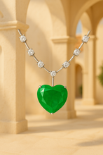 Sterling silver emerald heart necklace with exclusive handmade design