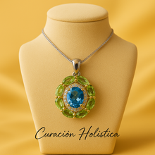 Handmade Peridot & Swiss Blue Topaz Necklace – 925 Sterling Silver Statement Pendant – Exclusive Healing Jewelry - Curacíon Holística